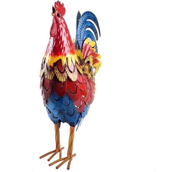 Rooster Statue Chicken Sculpture Garden Metal Yard Art for Yard Outdoor Decor - Picture 2 of 16